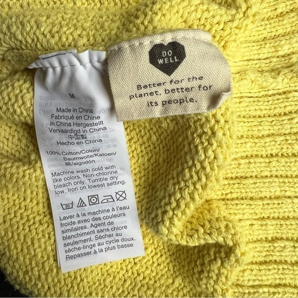 Madewell Dip-Dye Raglan Short Sleeve Yellow Ombré Boxy Sweater Tee, Medium - Picture 4 of 7